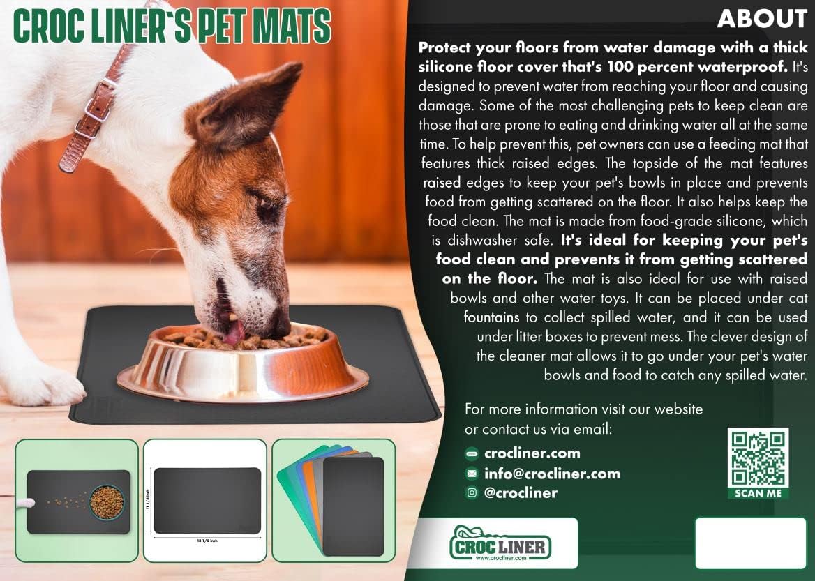 Tapete de silicona para alimentación de gatos y perros, impermeable, borde elevado, apto para lavavajillas, bandeja individual para mascotas, tapete