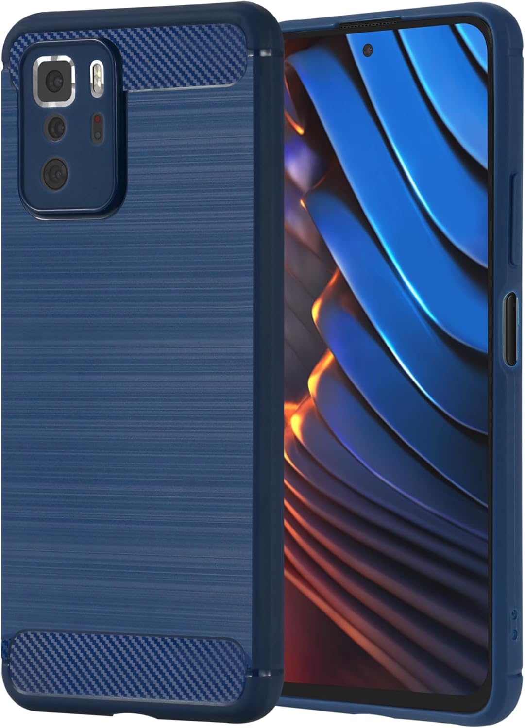 Compatible con Xiaomi Poco X3 GT Fibra de carbono TPU suave línea cepillada teléfono básico cubierta trasera (azul)