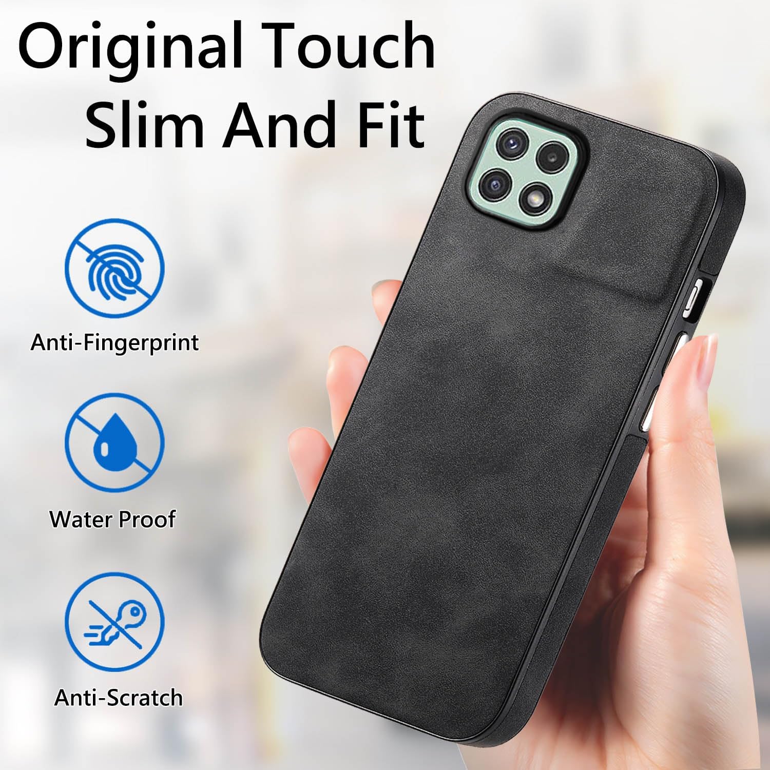 Asuwish Funda de teléfono para Samsung Galaxy A22 5GBoost Mobile Celero 5G con protector de pantalla de vidrio templado y funda delgada de cuero