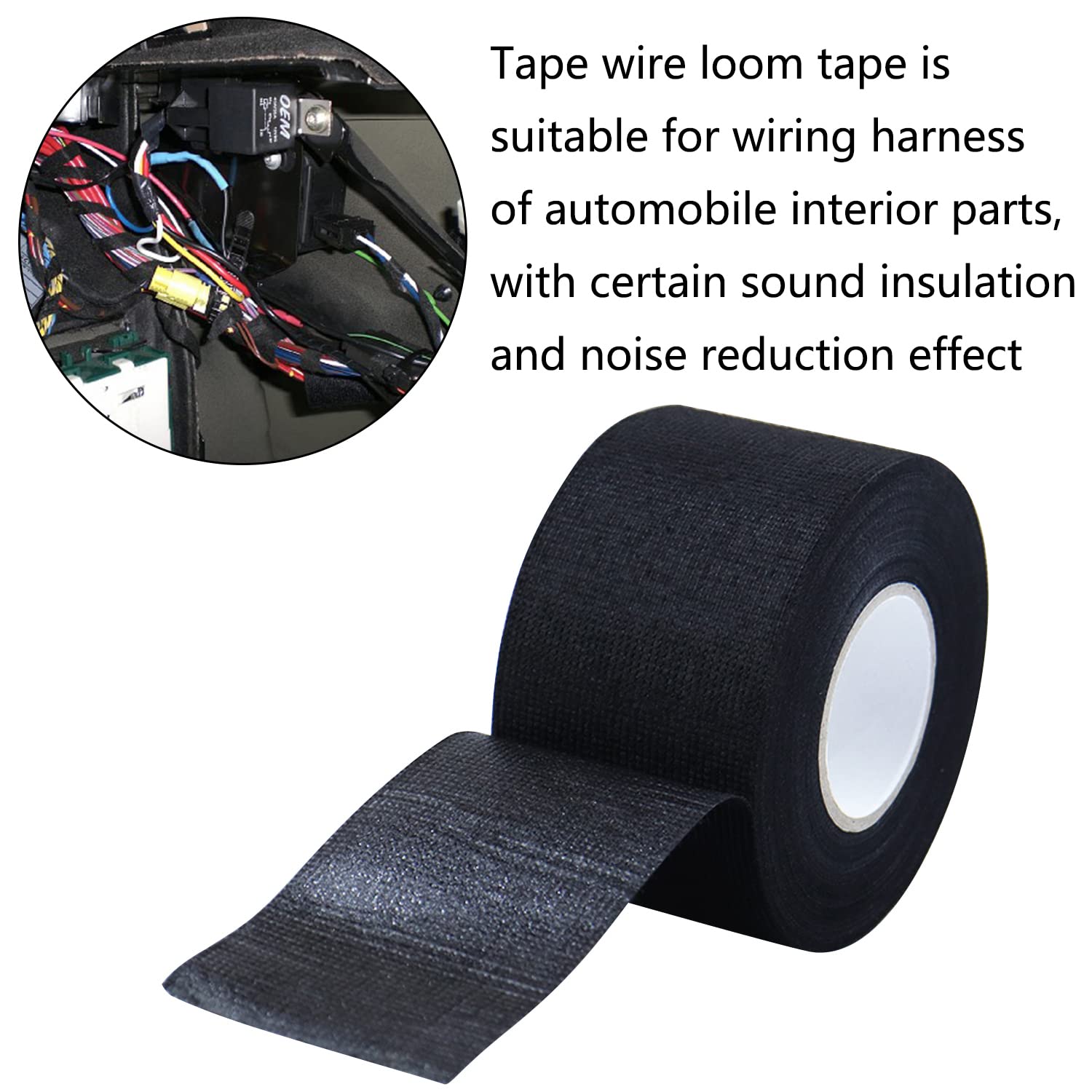 VKVXCLON Arnés de cable de 2 pulgadas x 49.2 pies para automóvil, cinta de tela automotriz, cinta de tela automotriz para protección de envoltura