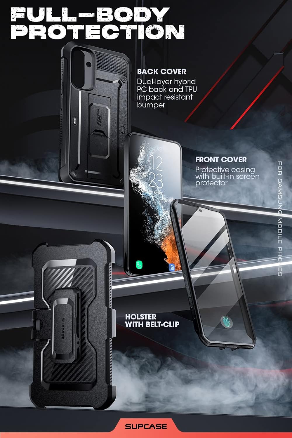 SUPCASE Unicorn Beetle Pro – Funda para Samsung Galaxy A54 5G (2023), funda resistente de cuerpo completo con clip para cinturón y soporte con