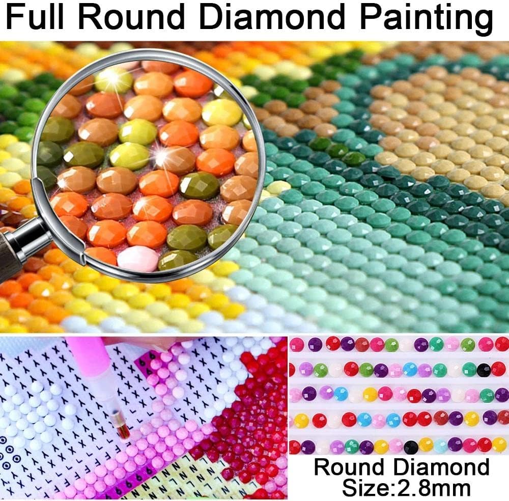 honrtreb Kit de pintura de diamante 5D con águila y bandera por números para adultos, arte redondo de águila, arte de taladro completo,