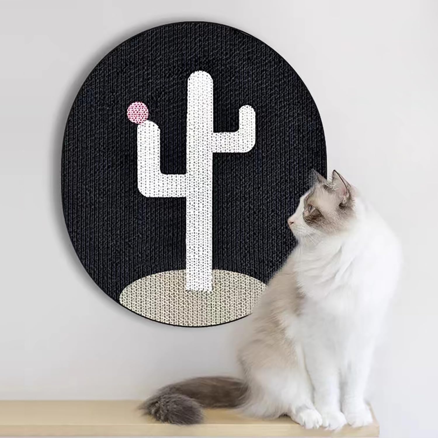 Rascador vertical de cactus europeo, de 17 pulgadas, montado en la pared, poste rascador de gato, calcomanía de pared, almohadilla rascador para