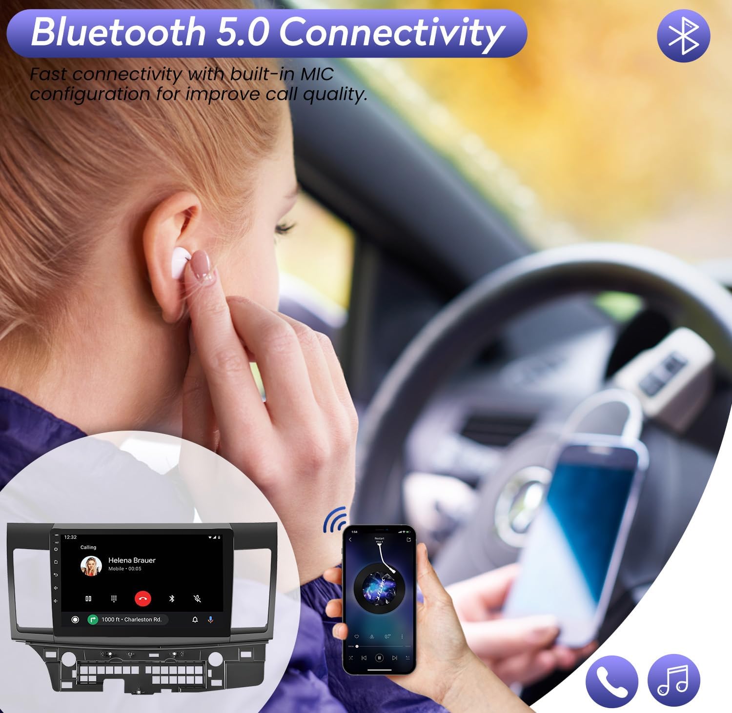 Radio de coche estéreo 2+32G para Mitsubishi Lancer Radio 2010-2015 con CarplayAndroid Auto, pantalla táctil HD IPS de 10 pulgadas con cámara de