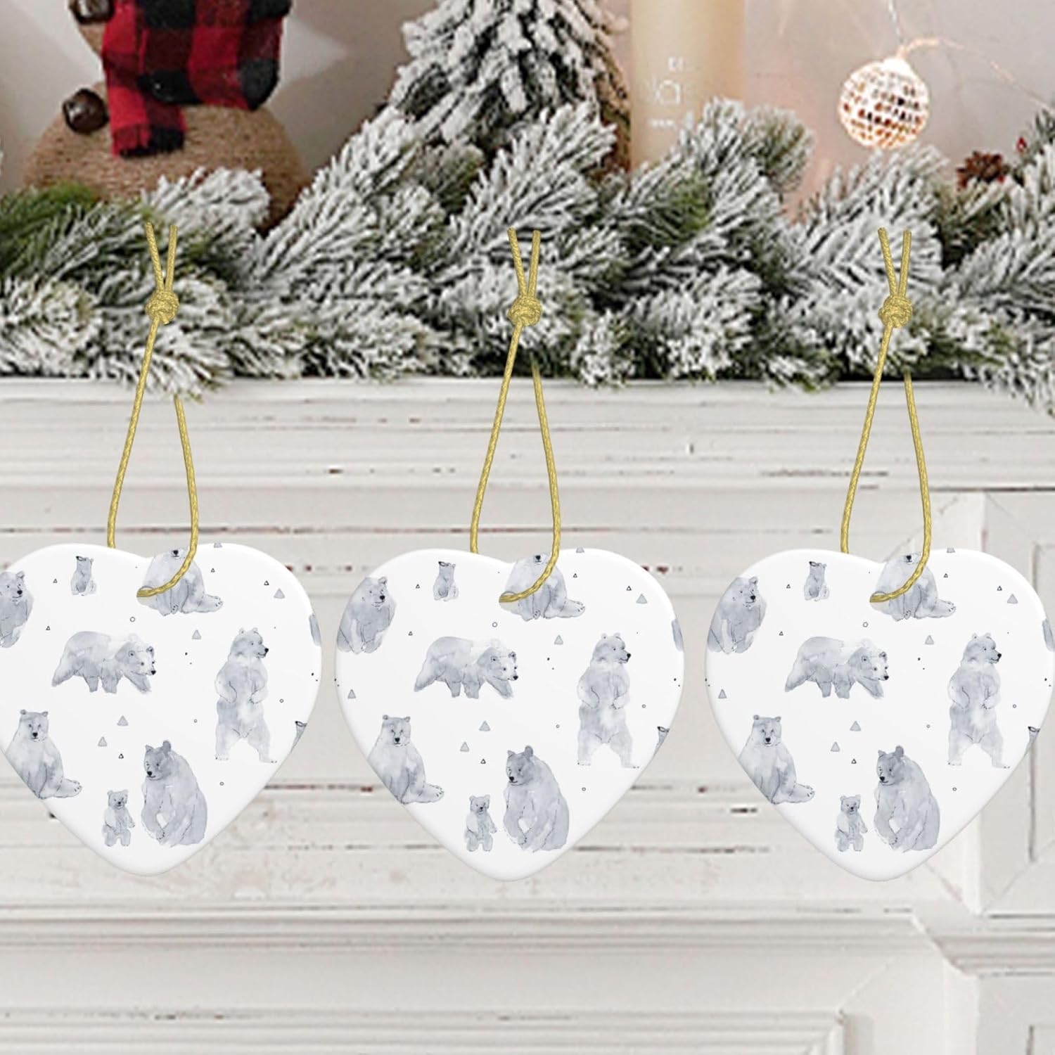 Adornos de Navidad personalizados para colgar en decoraciones de árbol de Navidad de cerámica, adornos de Navidad, recuerdo de Navidad al aire