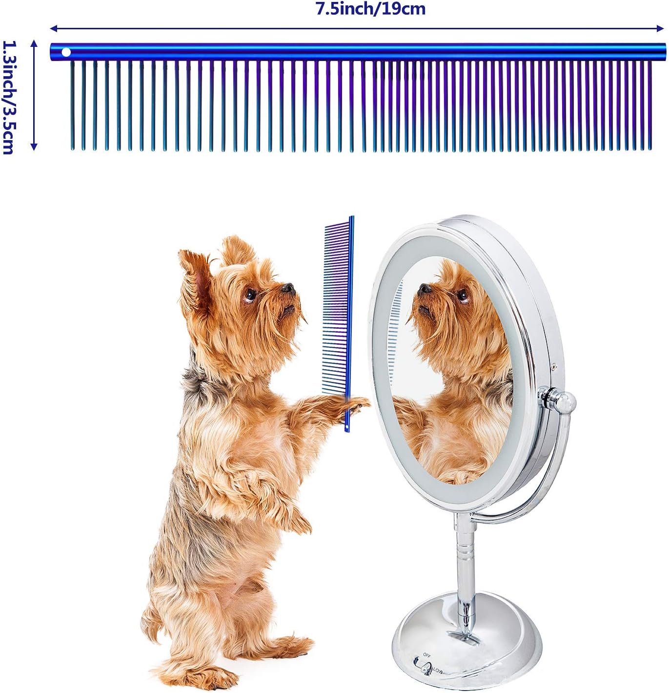 3 peines para perros para aseo de mascotas, peine de acero inoxidable de metal para cabello enmarañado, peines guía para mascotas para eliminar