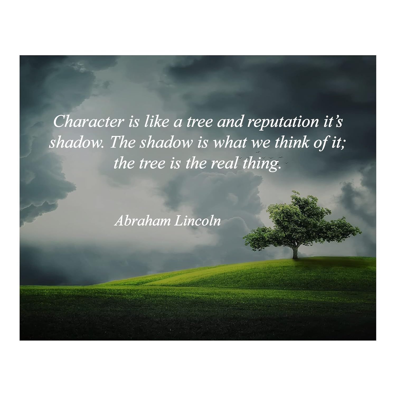 Character Is Like a Tree – Abraham Lincoln Inspirational Wall Decor Print, Patriotic Landscape Motivational Art For Home Decor, Office Decor,