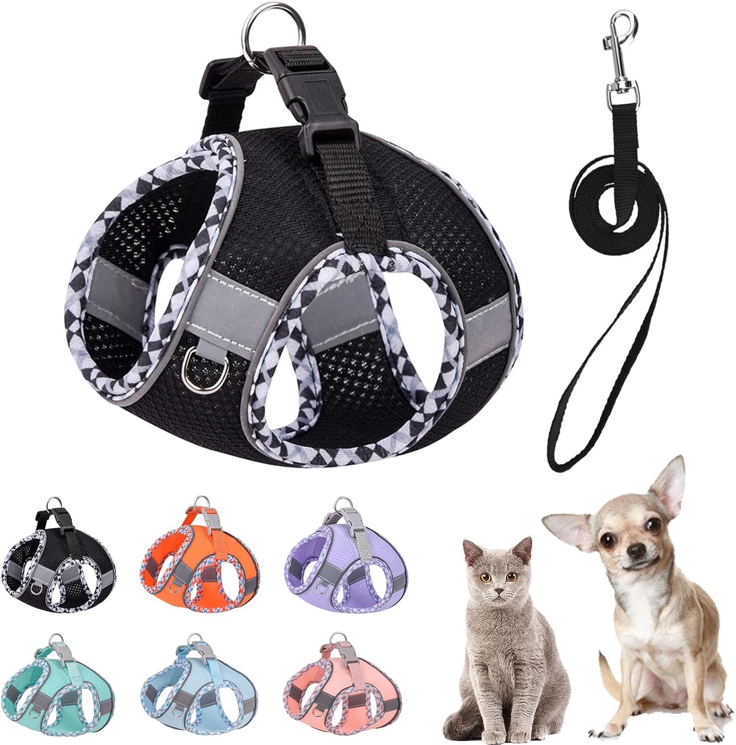Lindo arnés a cuadros para perros pequeños, de malla suave, arnés y correa para perros pequeños, arnés y correa para perros pequeños, chaleco para