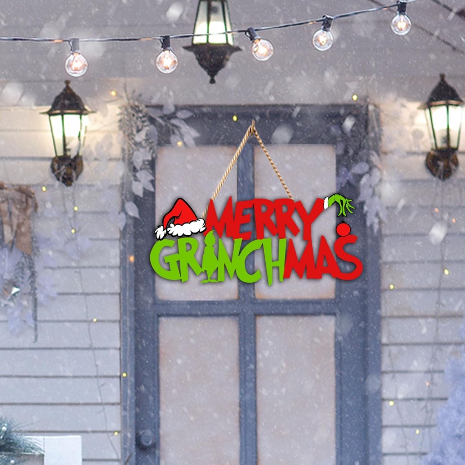 2 letreros de Navidad para puerta, letreros colgantes de madera de Navidad, placa de madera, decoración de puerta de madera, letreros colgantes para