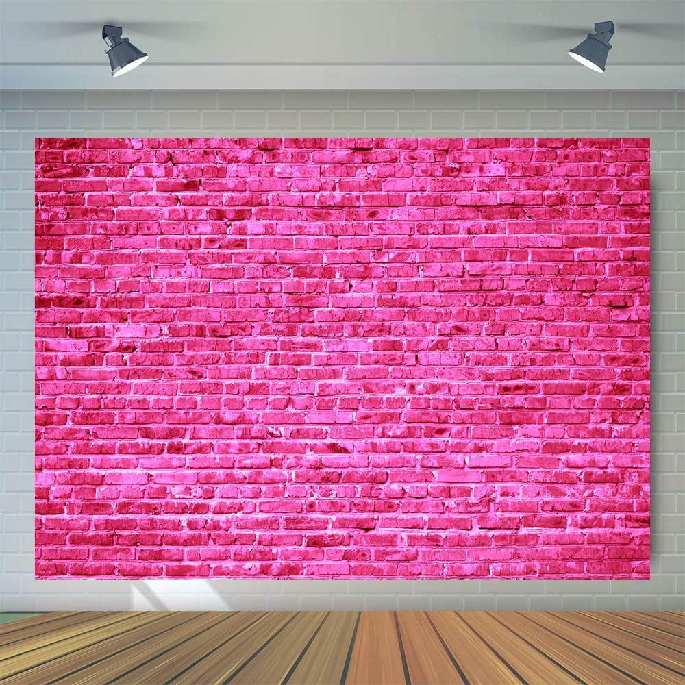 WOLADA Telón de fondo de pared de ladrillo rosa de 8 x 6 pies para fiesta de cumpleaños de niña, telón de fondo de fiesta de San Valentín, telón de