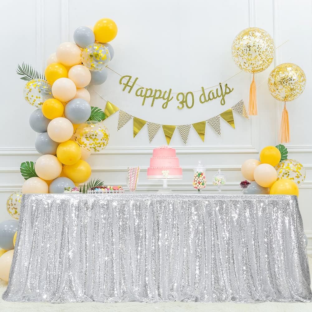 Eternal Beauty Falda de mesa de lentejuelas de 6 pies para mesa de pastel, decoración de zócalo de mesa para fiestas, bodas, fiestas de cumpleaños