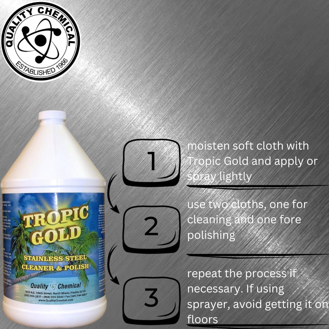 Quality Chemical Tropic Gold – Limpiador y pulidor de acero inoxidable, limpiador mágico y pulido para acero inoxidable, limpiador perfecto de acero