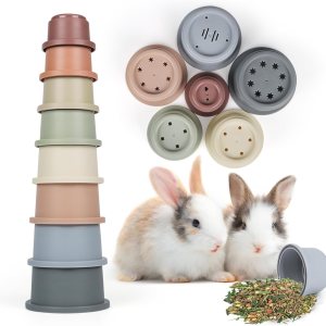 SKYWHALE Vasos apilables para conejos, 8 juguetes apilables de conejo, contenedor de plástico para anidar mascotas, juego de enriquecimiento de SKYWHALE Vasos apilables para conejos, 8 juguetes apilables de conejo, contenedor de plástico para anidar mascotas, juego de enriquecimiento de