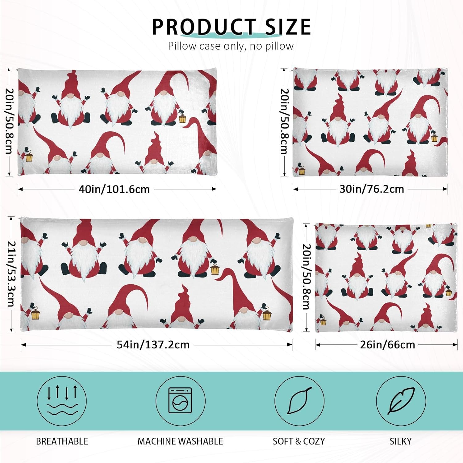 Emelivor Fundas de almohada de gnomos de Navidad, fundas de almohada de terciopelo, fundas de cojín suaves, fundas de almohada cómodas, almohadas