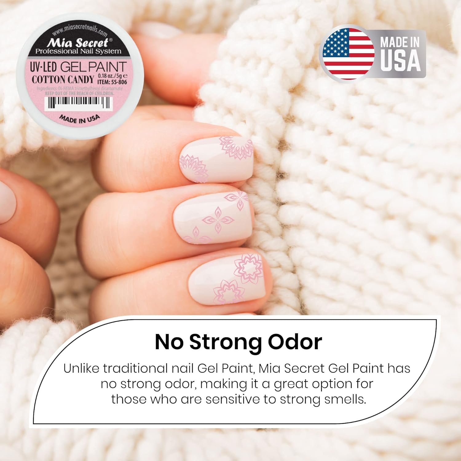 Mia Secret Sistema de uñas profesional UVLED Gel Paint – 0.18 oz (algodón de azúcar)