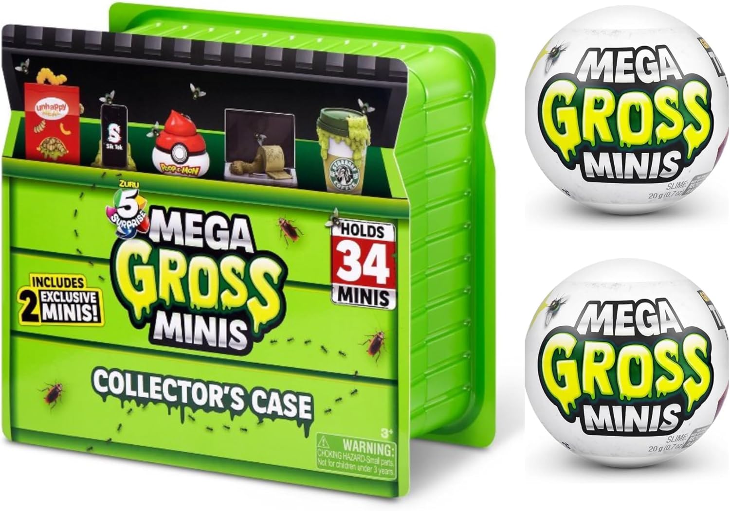 ZURU Plus Two 5 Surprise Mega Gross Minis – Estuche de coleccionista de cápsulas de limo Mega Gross Minis, paquete de cápsulas de slime. Juguetes