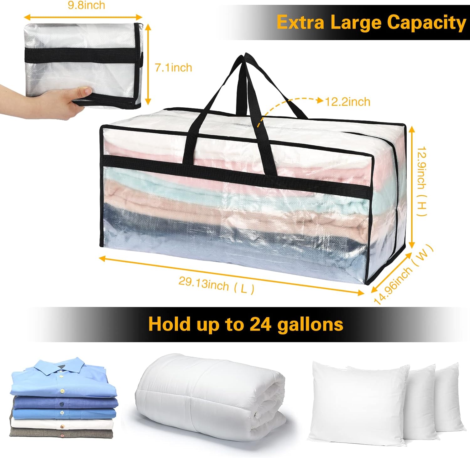 Fixwal Paquete de 4 bolsas de mudanza, suministros de mudanza, bolsas de almacenamiento grandes de gran tamaño con correas de mochila, asas fuertes,