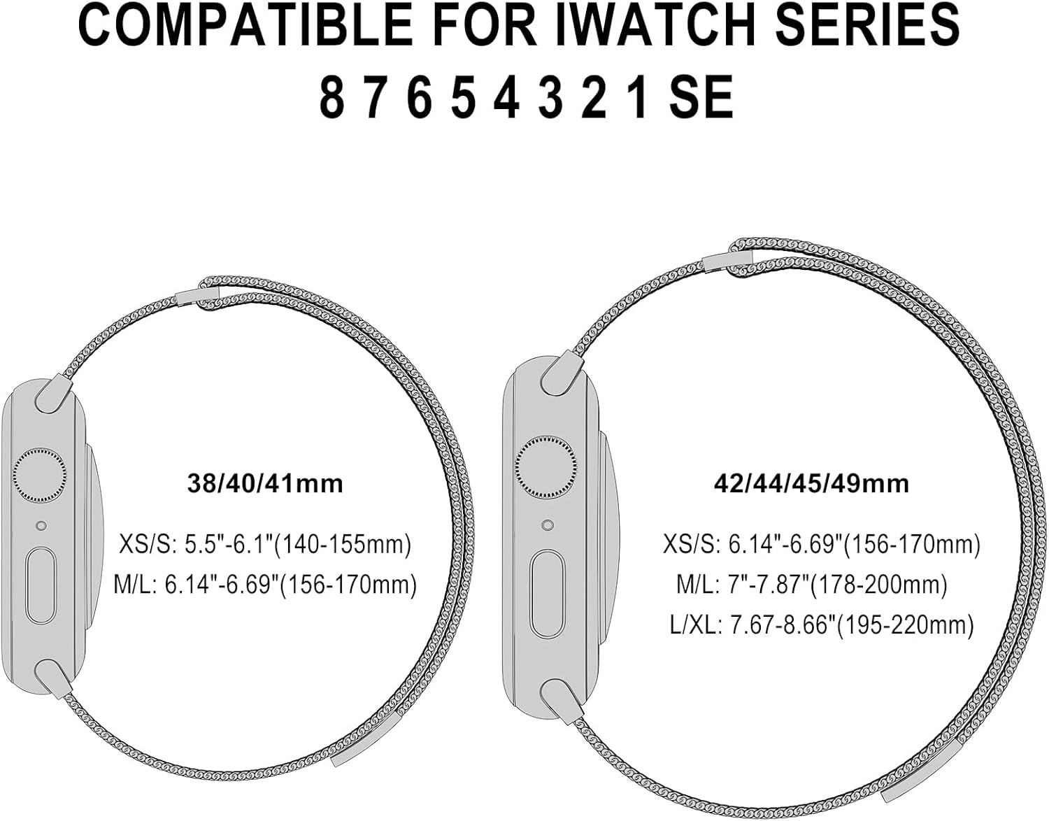 CHINDRAG Magnetic Loop Band Compatible with Apple Watch S9876543 38404142444549mm, Ultra 12 49MM, Classy Stainless Steel Metal Mesh Strap fit iWatch