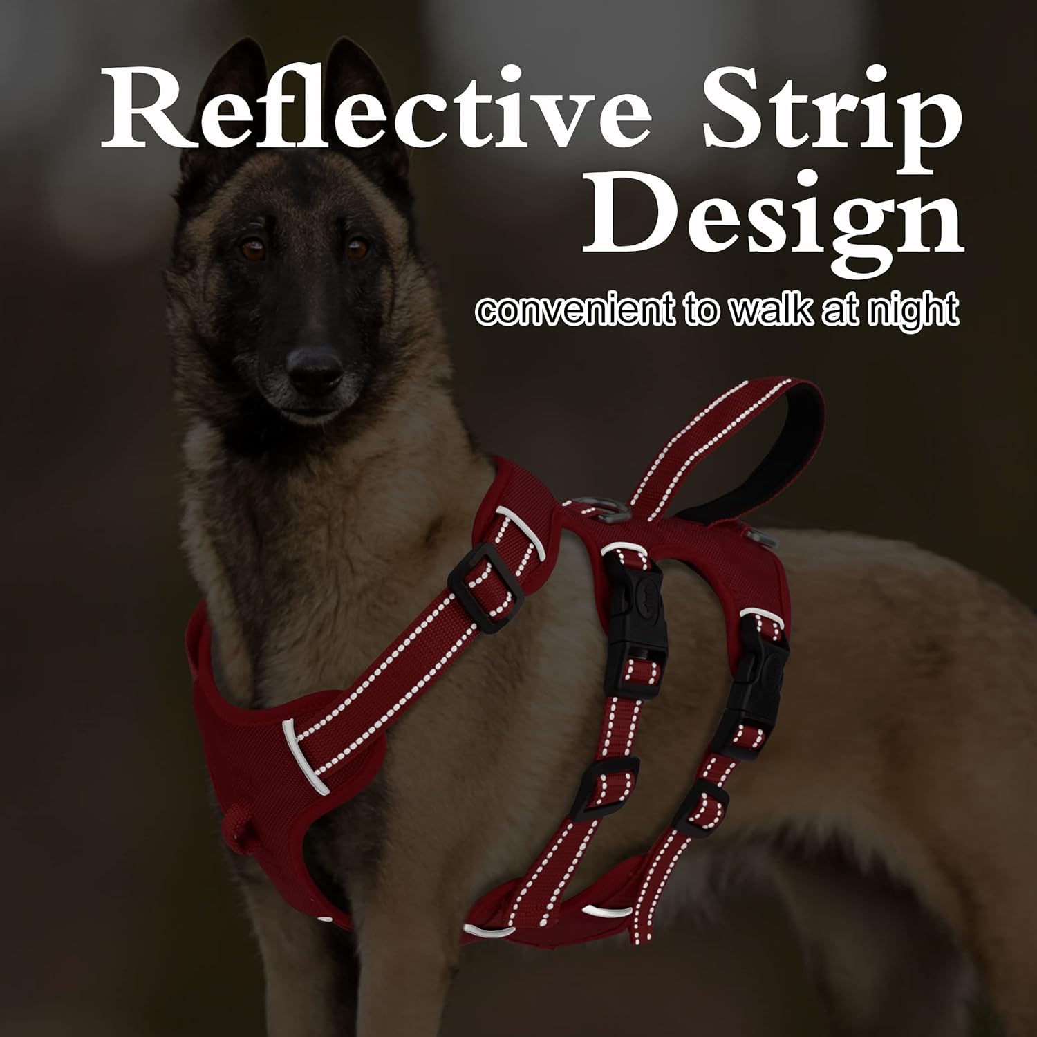 PET ARTIST Arnés multiusos para perros a prueba de escapes, chaleco reflectante ajustable sin tirones con asa de elevación y clip para correa, para
