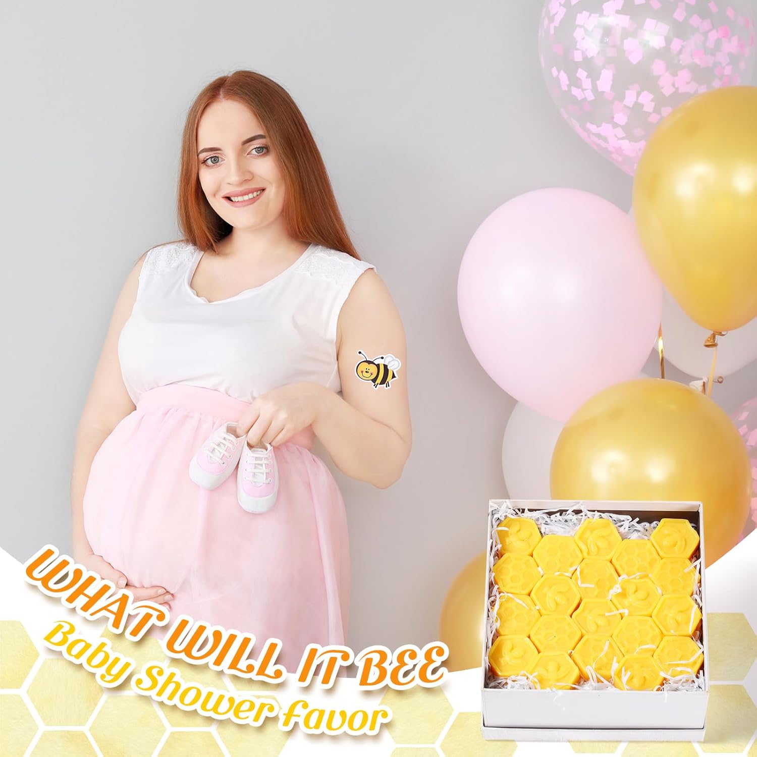 Dansib 50 juegos de jabón de abeja de panal con calcomanías para fiesta de verano, abeja, decoración de fiesta de cumpleaños, novia, boda,