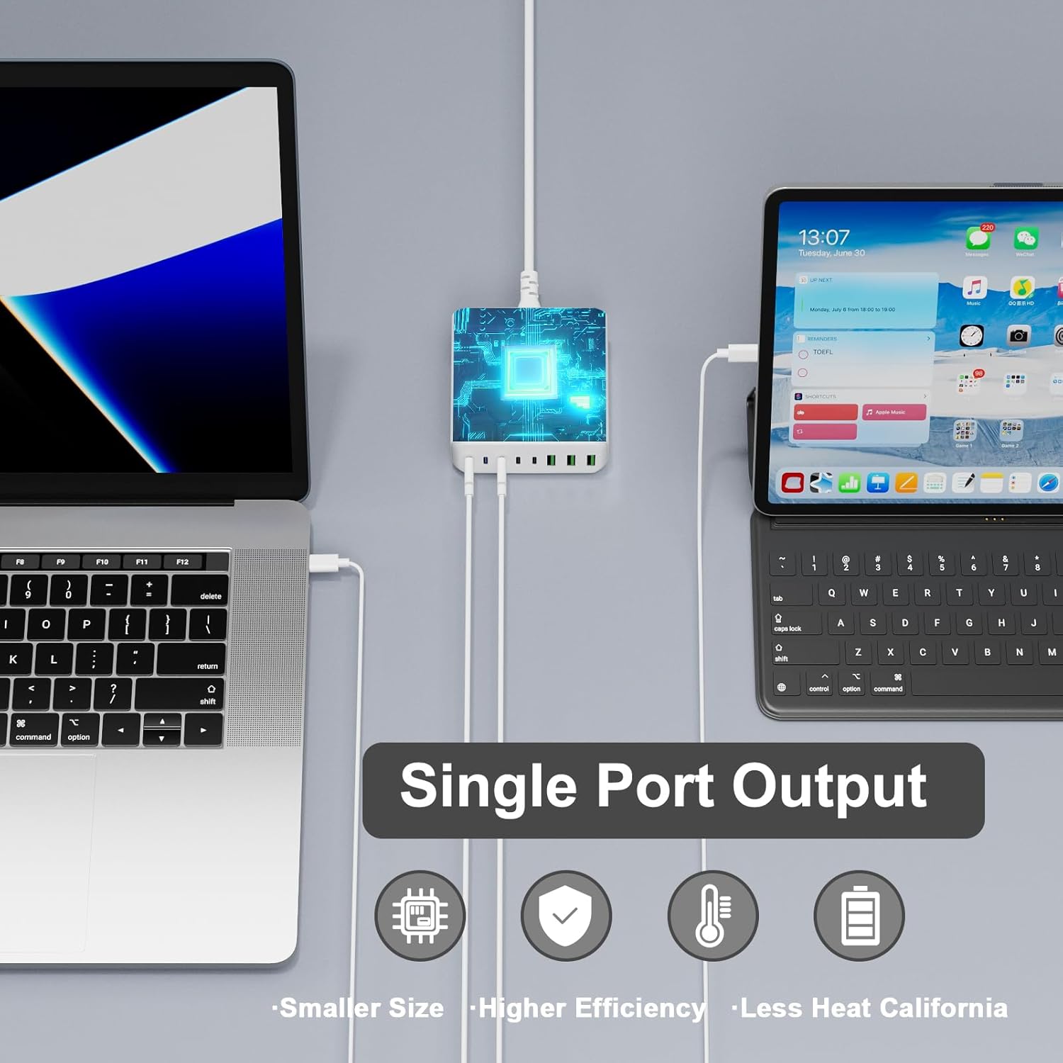 Cargador USB C de 265 W, estación de carga USB C de escritorio de 8 puertos, cargador USB C de 65 W para laptop compatible con MacBook ProAir,
