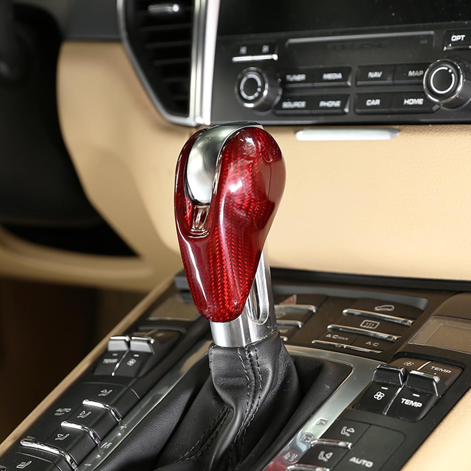Coche de fibra de carbono real cambio cabeza perilla decoración cubierta cubierta protector apto para Porsche Boxster Cayman Macan Panamera 911 718
