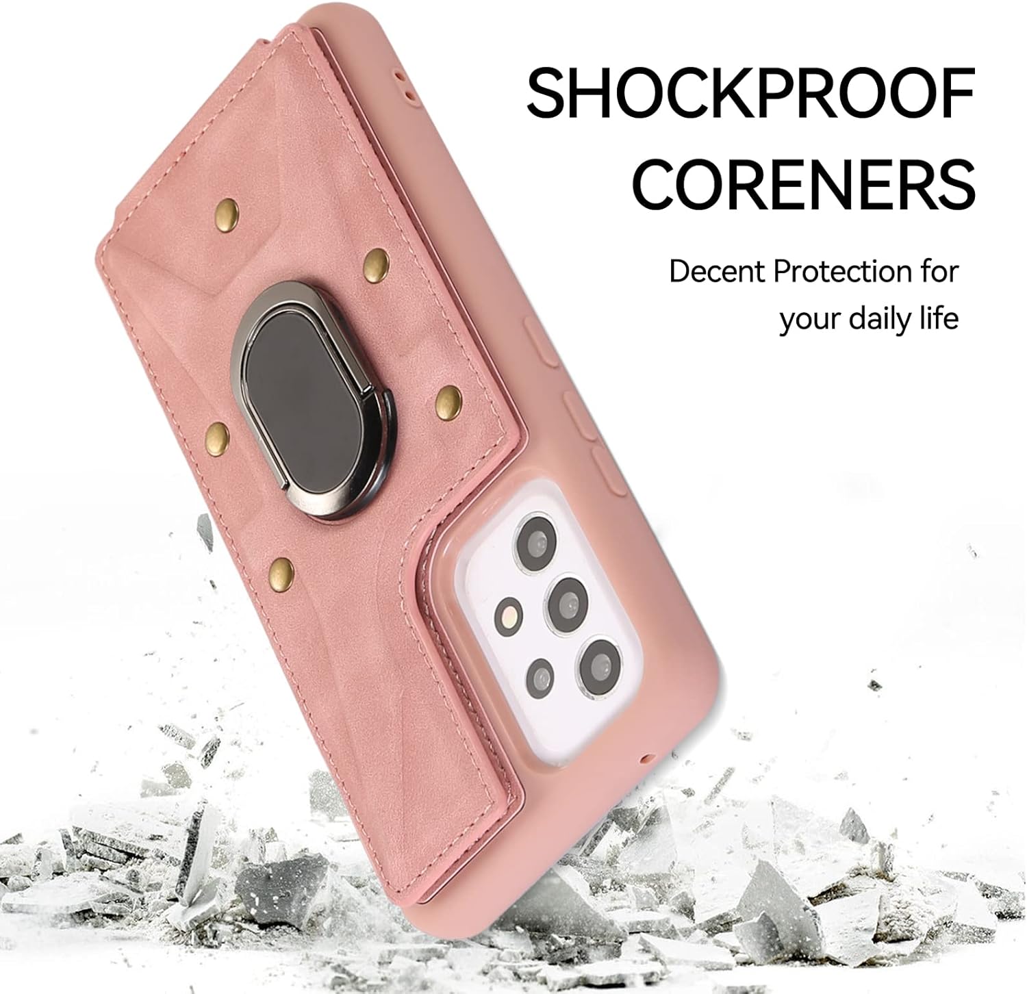 Asuwish Funda de teléfono para Samsung Galaxy A52A52S 5G Funda tipo cartera con protector de pantalla de vidrio templado y soporte de anillo para