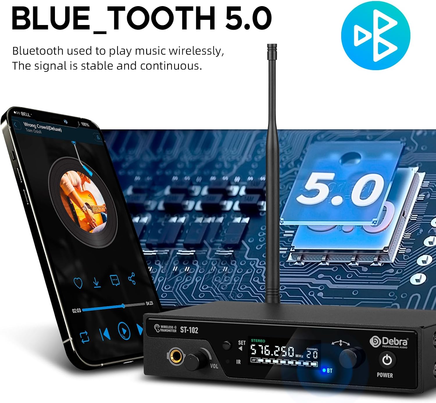 D Debra PRO ST-102 UHF – Sistema de monitor inalámbrico inalámbrico en oído, IEM inalámbrico con carrocerías y auriculares, transmisor y receptor de