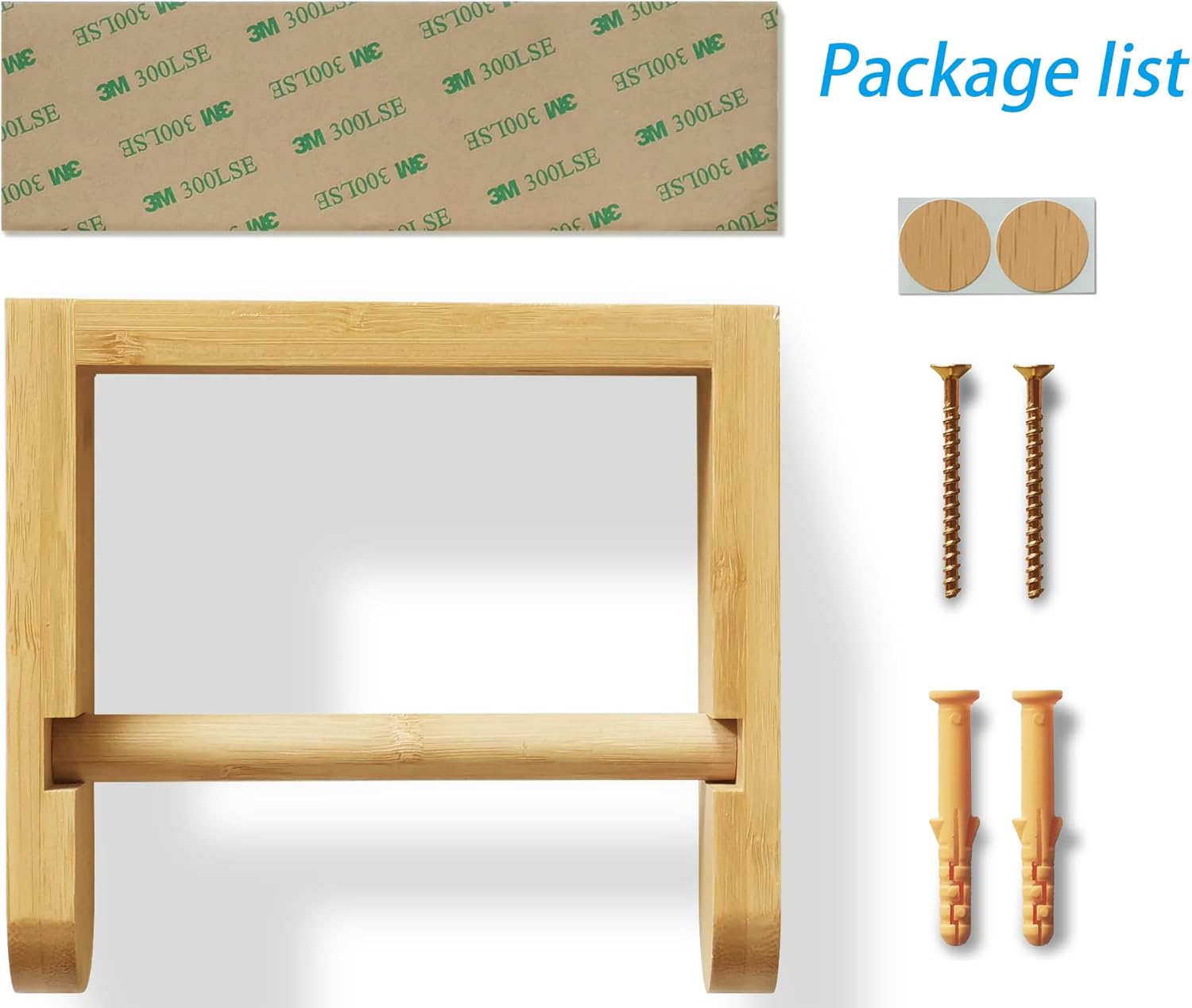 D&Joy Soporte de pared para papel higiénico de bambú, soporte de papel higiénico de madera, soporte redondeado de papel higiénico de 5 pulgadas con