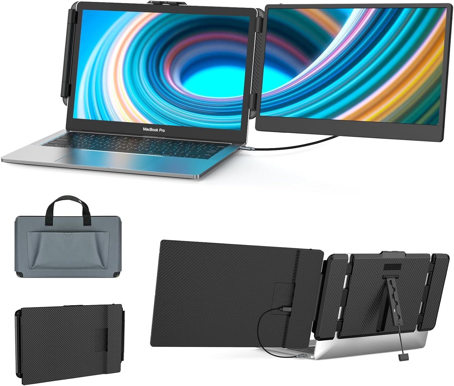 Extensor de pantalla para laptop, monitor portátil de 14 pulgadas, extensor de monitor IPS FHD 1080P, Plug and Play sin controlador, para portátil