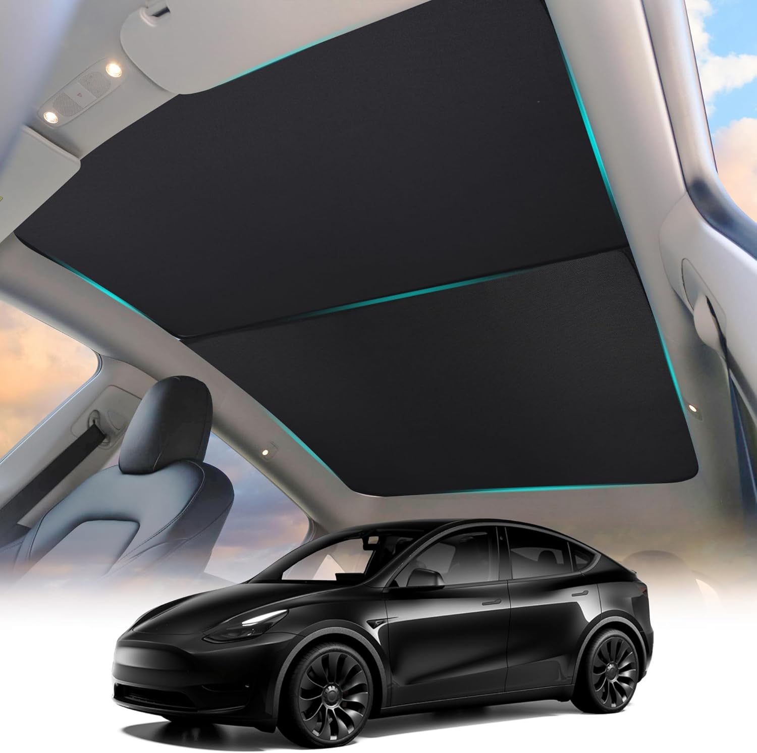 Parasol para techo modelo Y de Tesla, con aislamiento UV, plegable, con bolsa de almacenamiento, accesorios Tesla modelo Y 2020-2023