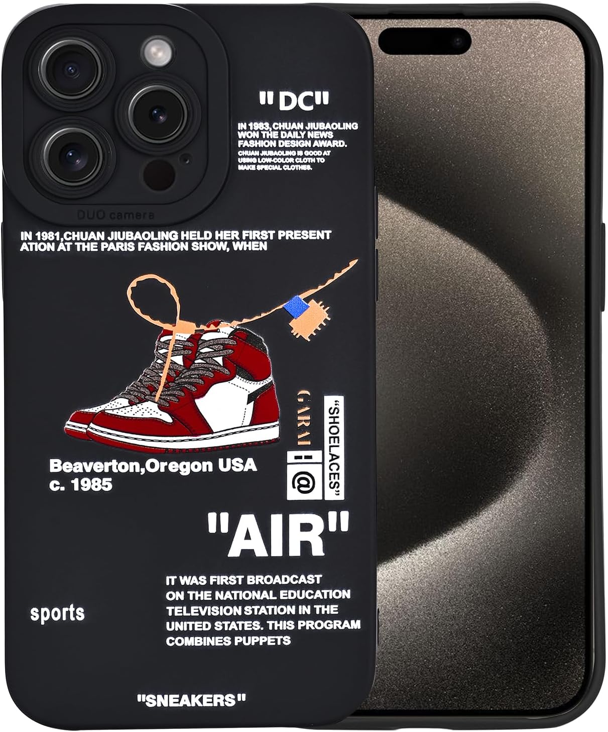 Funda compatible con iPhone 15 Pro, zapatos deportivos de marca creativa, diseño pintado de silicona suave, a prueba de golpes, para iPhone 15 Pro