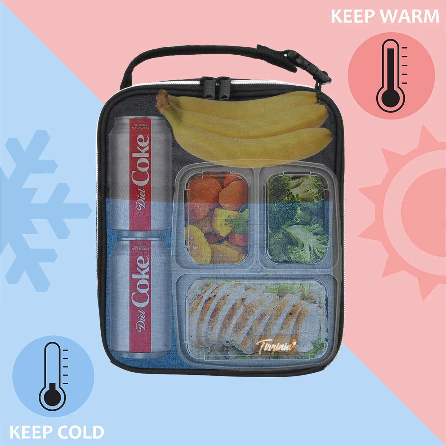 Lonchera pequeña con aislamiento para hombres y mujeres, a prueba de salpicaduras, portátil, reutilizable, lonchera térmica, bolsa refrigerante para
