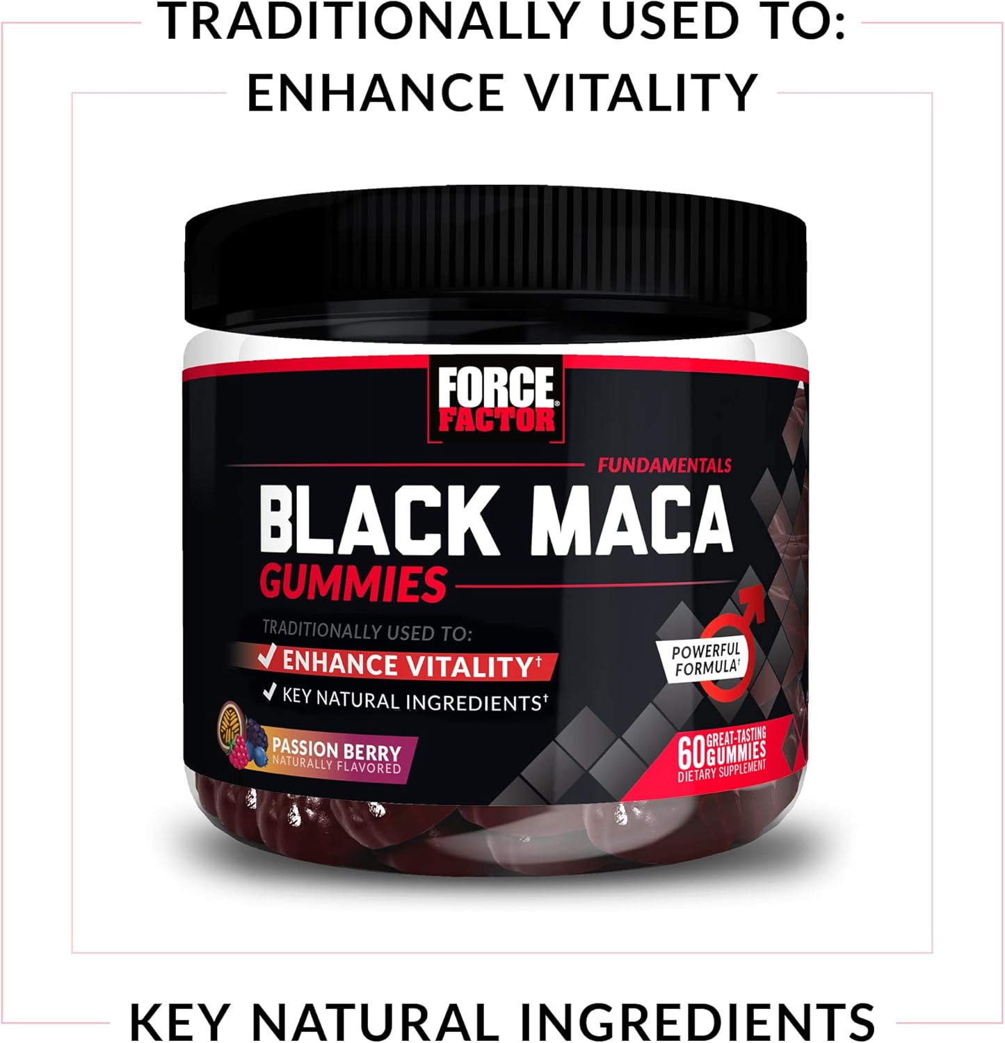 Force Factor Gomitas de maca negra, paquete de 2, raíz de maca negra para mejorar la vitalidad masculina, aumentar la energía y la fuerza, con