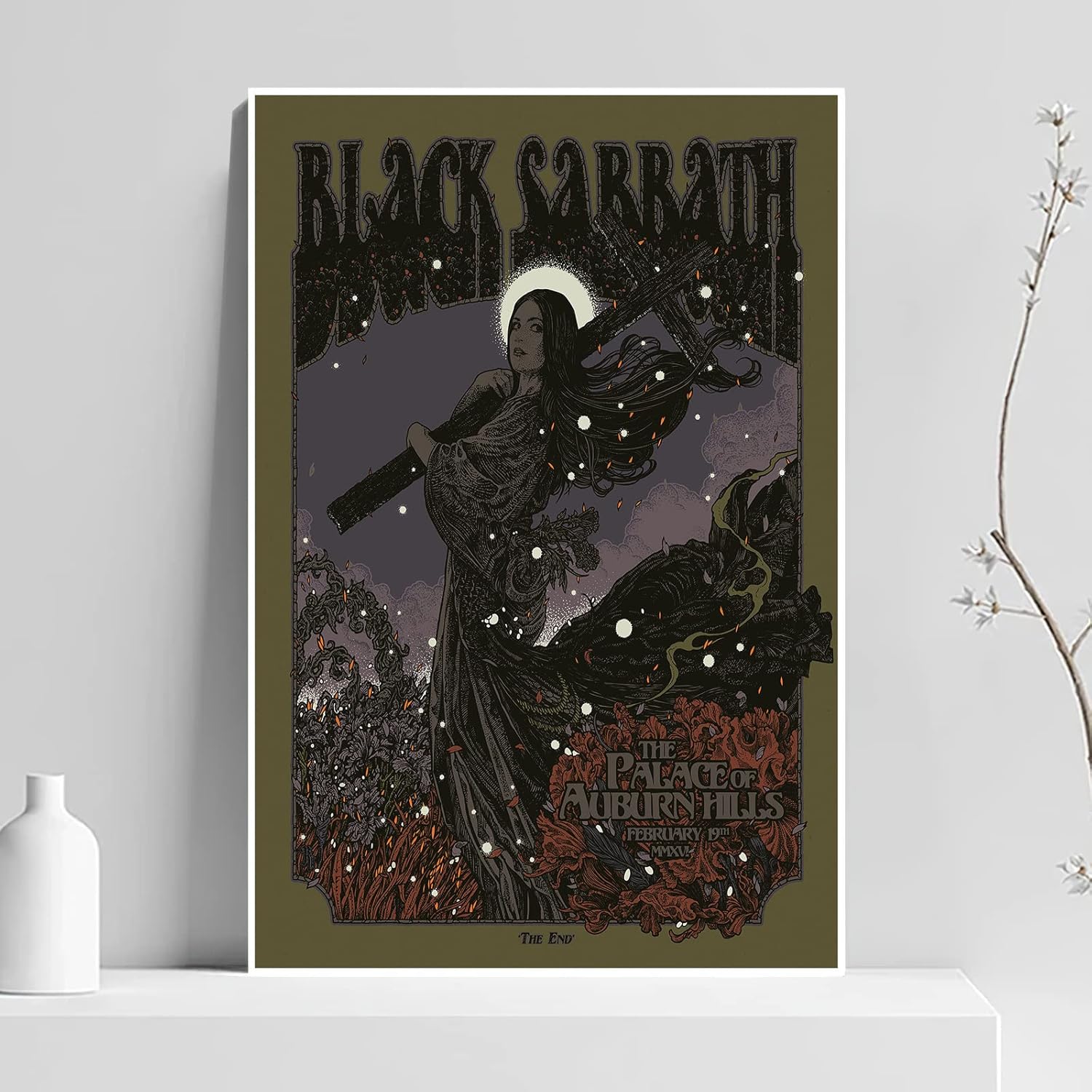 Uozylo Póster de banda negra Sabbath 2016, pósteres de banda de concierto, lienzo para decoración de sala de estar, 12 x 18 pulgadas, sin marco