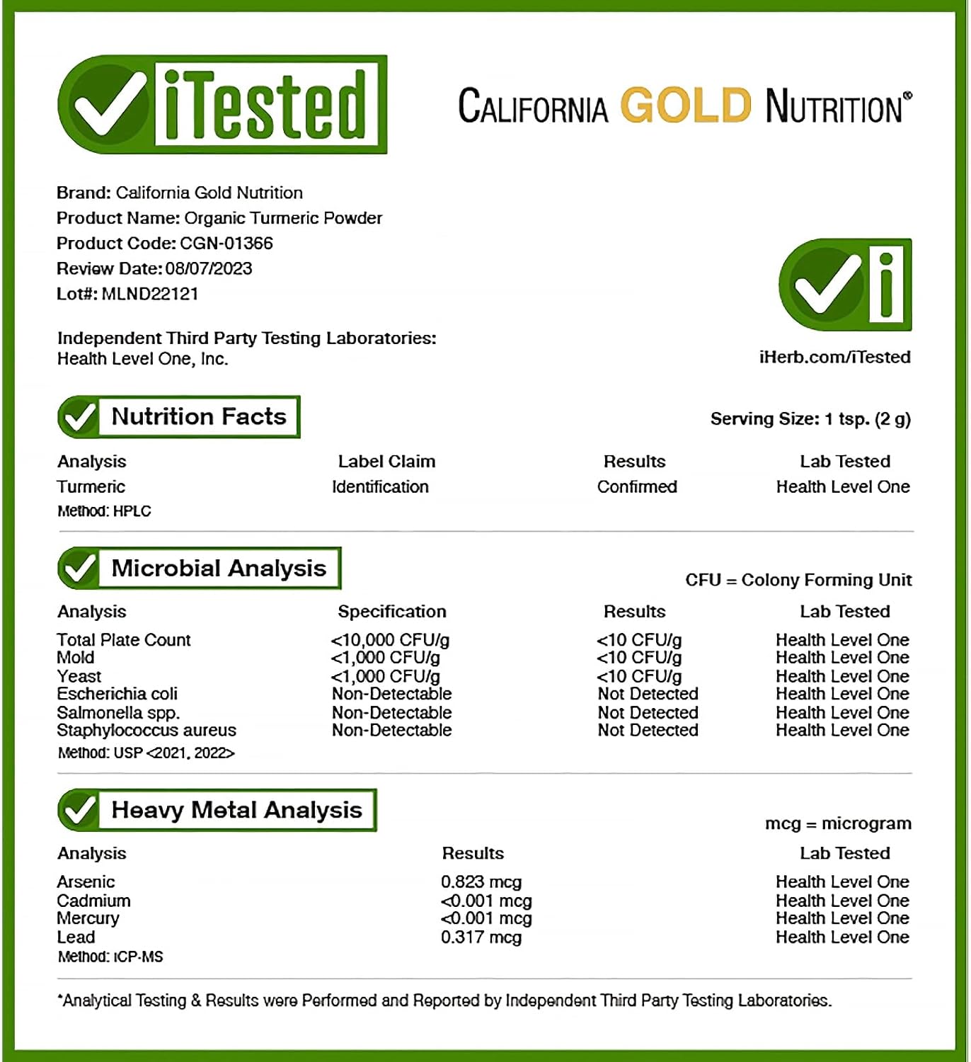 SUPERALIMENTOS – Polvo de cúrcuma orgánica, 4 oz (114 g), California Gold Nutrition