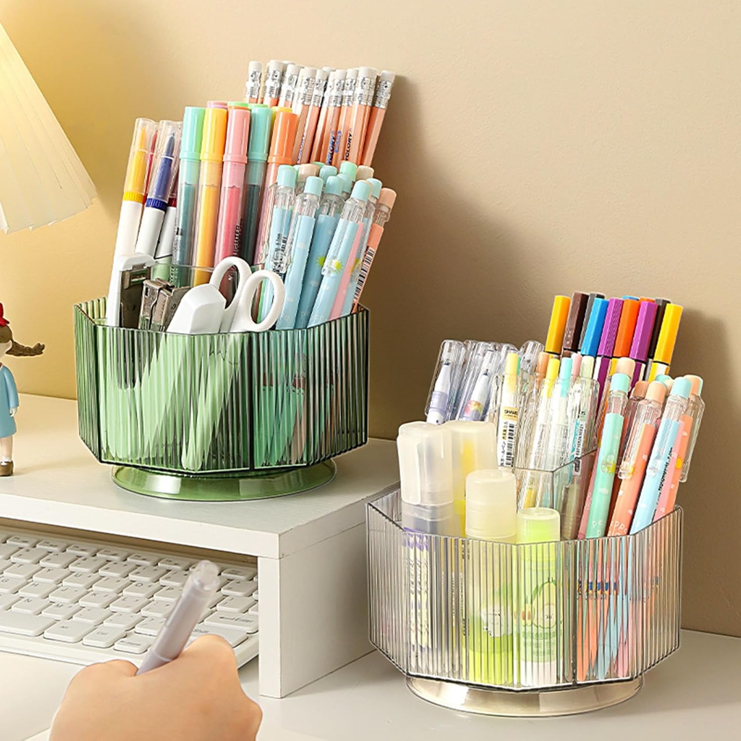 YESBAY Organizador de brochas de maquillaje, caja de almacenamiento de cosméticos, rotación de 360 grados, soporte para brochas de maquillaje,
