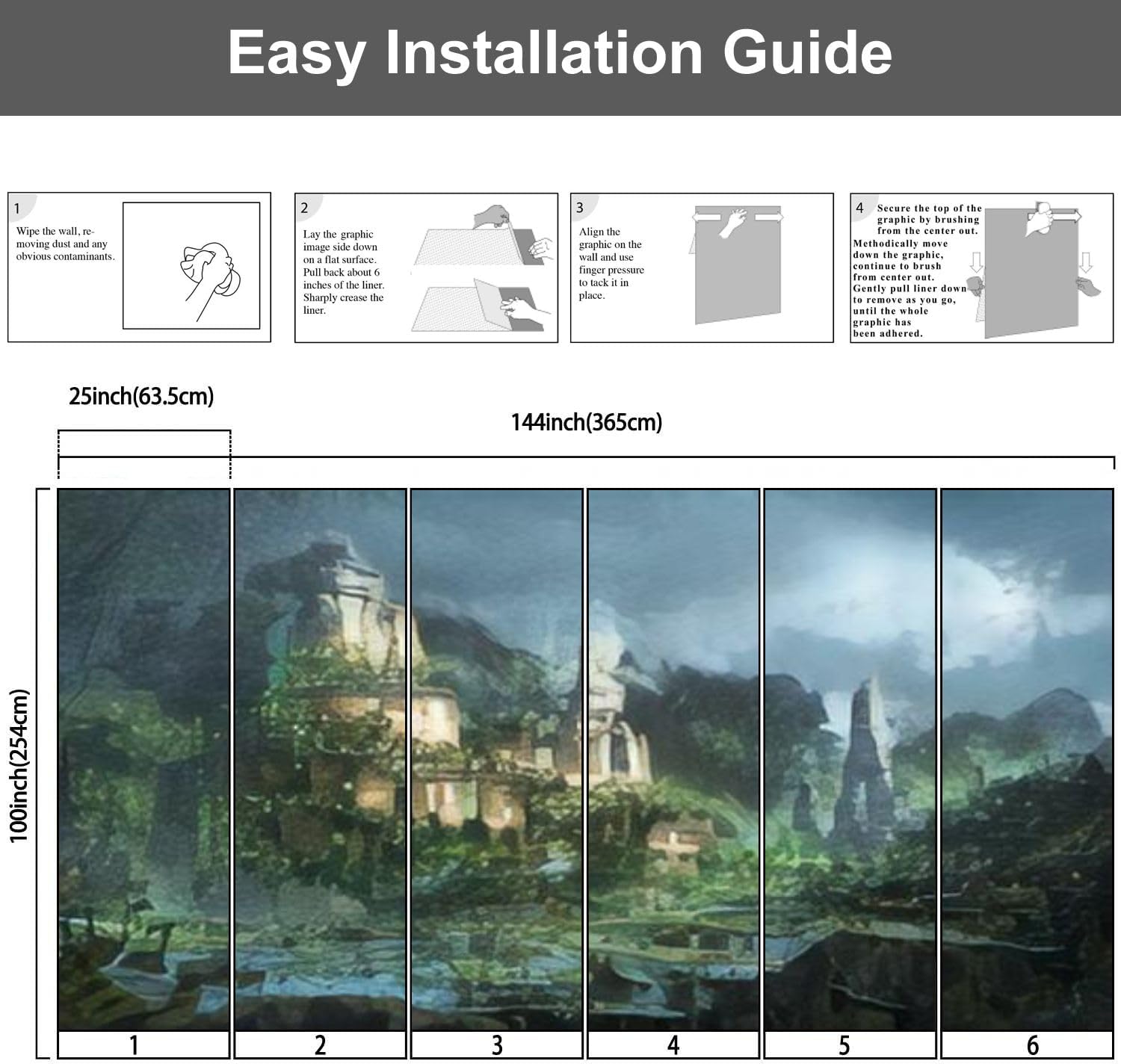 Mural de lienzo moderno 3D con diseño de paisaje de fantasía, desconocido, despegar y pegar, removible, autoadhesivas, para sala de estar,