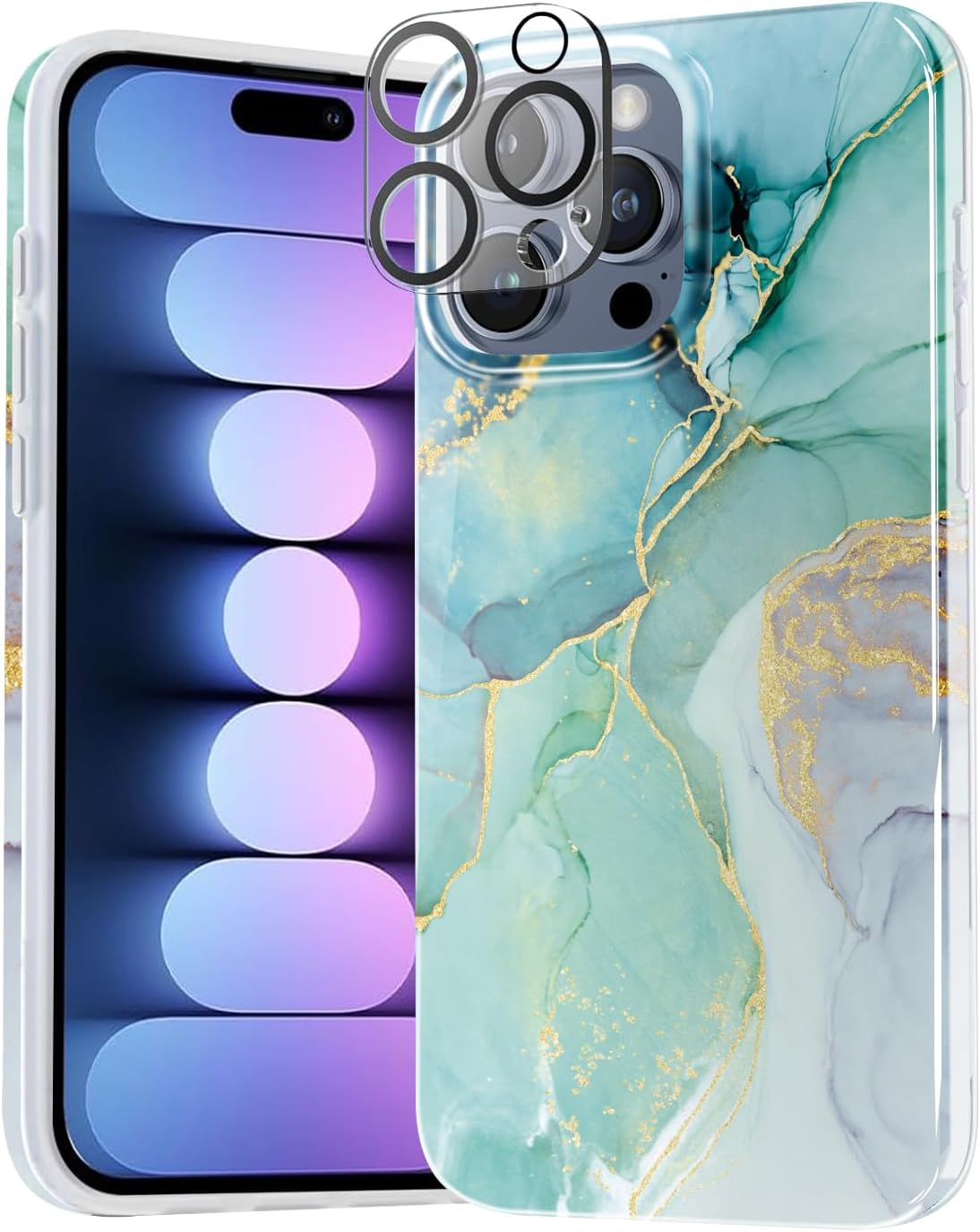 luolnh Funda dorada brillante compatible con iPhone 15 Pro, diseño de mármol, a prueba de golpes, delgada y suave, funda de silicona para iPhone 15