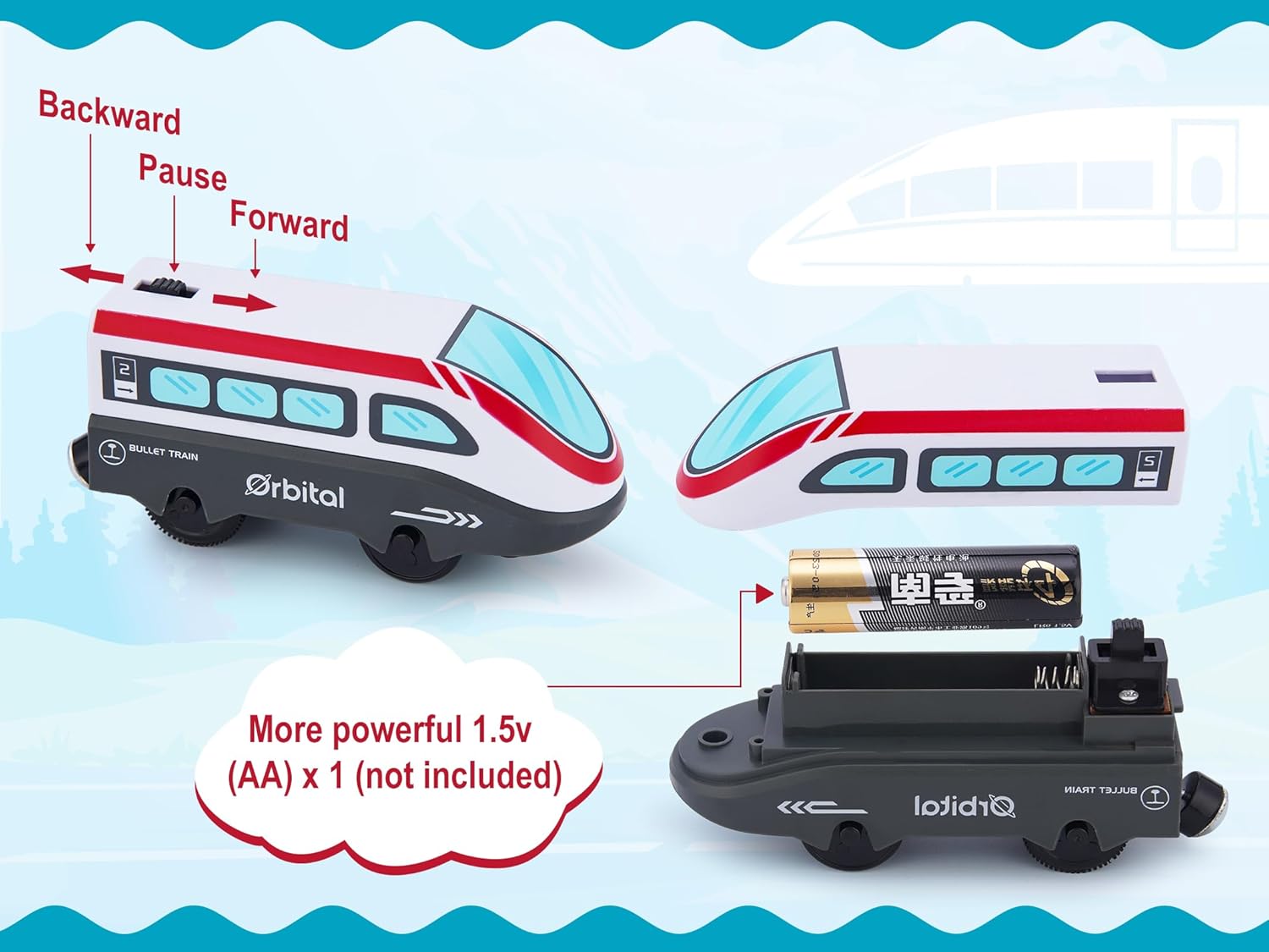 Tren a pilas para pista de madera, juego de tren bala motorizado, tren eléctrico con conexión magnética, juego de tren locomotora con sonido para