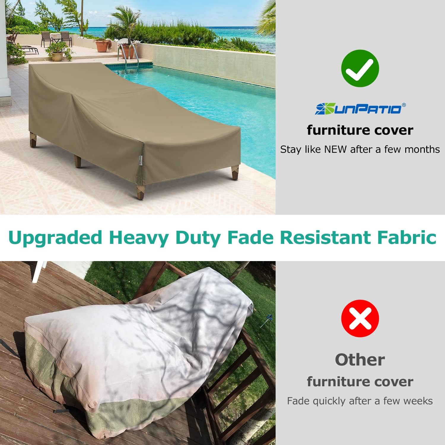 SunPatio Fundas para tumbonas para exteriores, resistentes al agua, para silla de playa, con costuras selladas, resistente a la decoloración,