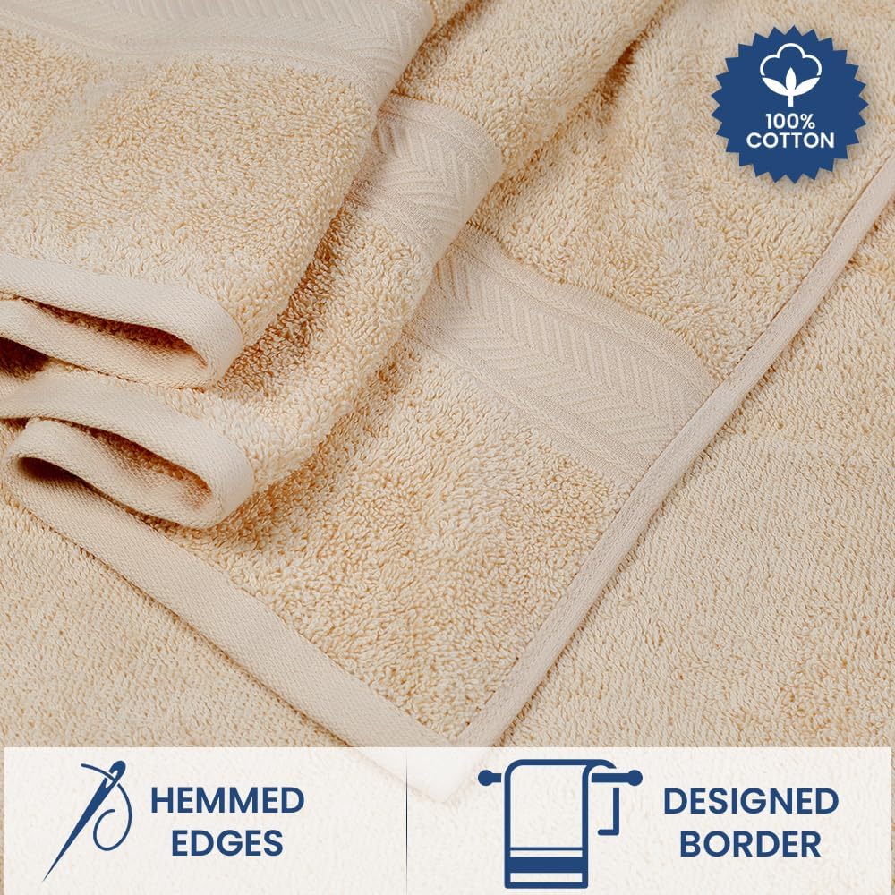 Paquete de 4 toallas de baño (27 x 54), 100% algodón puro, toallas de baño de lujo, ligeras y altamente absorbentes, toallas de secado rápido para