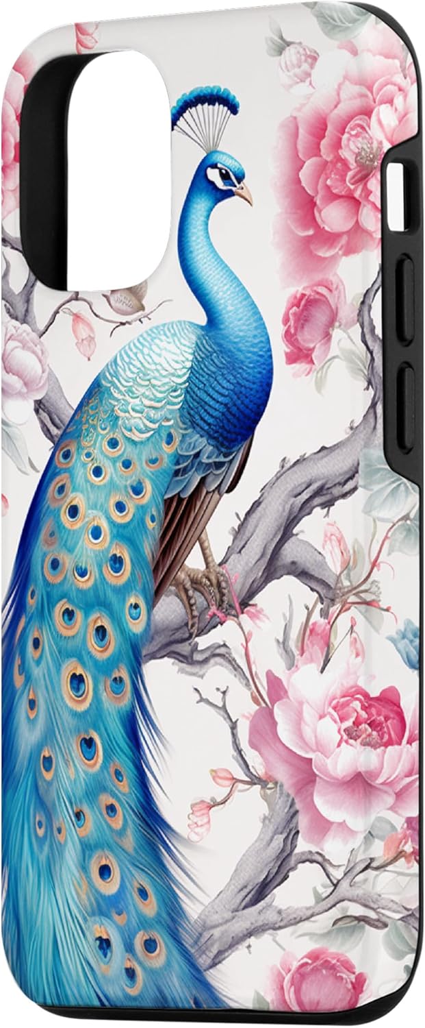 Funda para iPhone 1212 Pro Chinoiserie Peacock Rose Garden