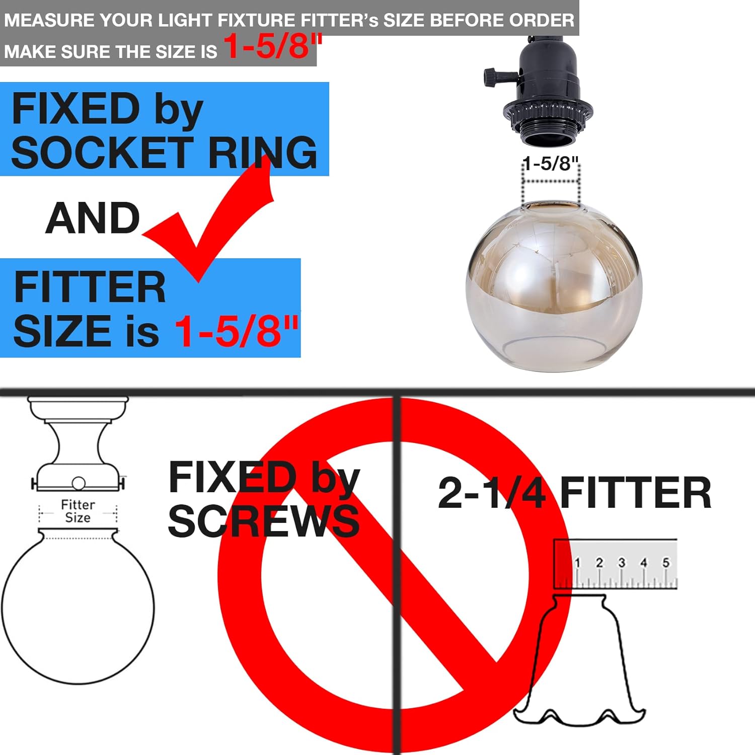 Paquete de 3 cubiertas de pantalla de vidrio ámbar transparente de repuesto para accesorios de iluminación, pantalla redonda de globo de 5.9