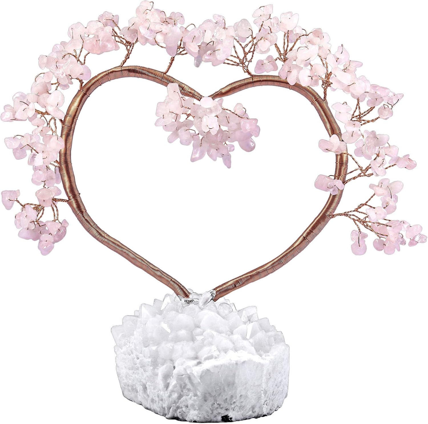 TUMBEELLUWA Árbol de piedras de cristal natural con base de racimo de cristal de roca árbol de dinero bonsái de cuarzo para el hogar, la oficina y
