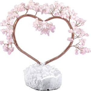 TUMBEELLUWA Árbol de piedras de cristal natural con base de racimo de cristal de roca árbol de dinero bonsái de cuarzo para el hogar, la oficina y TUMBEELLUWA Árbol de piedras de cristal natural con base de racimo de cristal de roca árbol de dinero bonsái de cuarzo para el hogar, la oficina y