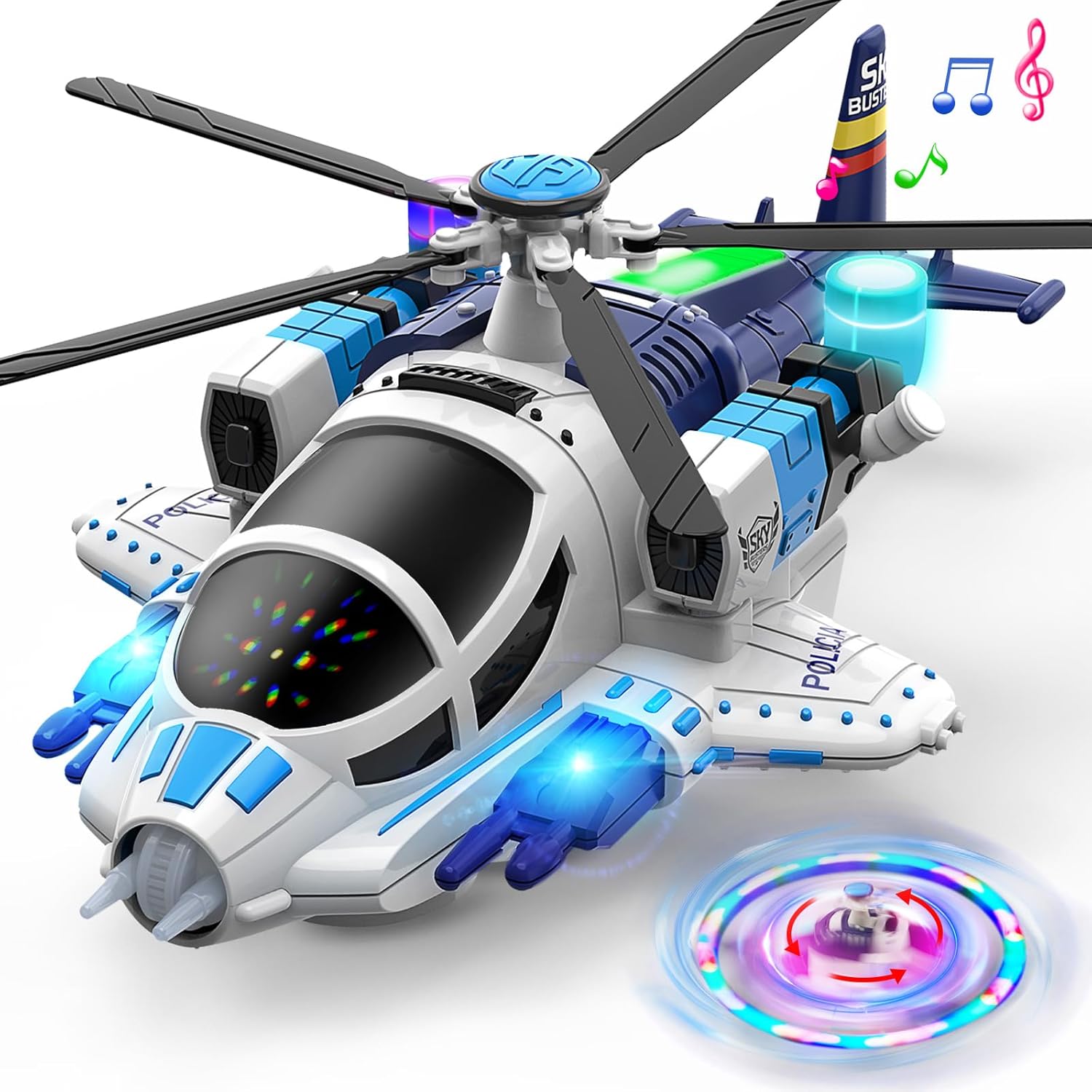 Geyiie Juguetes de helicóptero para niños, avión de juego con luces y sonidos, libertad de 360 y avión de dirección automática, juguetes de