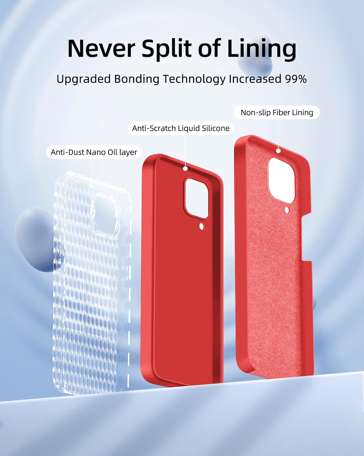 Dssairo Funda 3 en 1 para Samsung Galaxy A12, con 2 protectores de pantalla, protección de cámara, funda protectora delgada de silicona líquida a