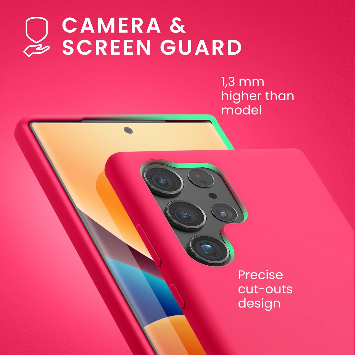 kwmobile Funda compatible con Galaxy S23 Ultra – Funda de silicona TPU – Funciona con carga inalámbrica – Rosa neón