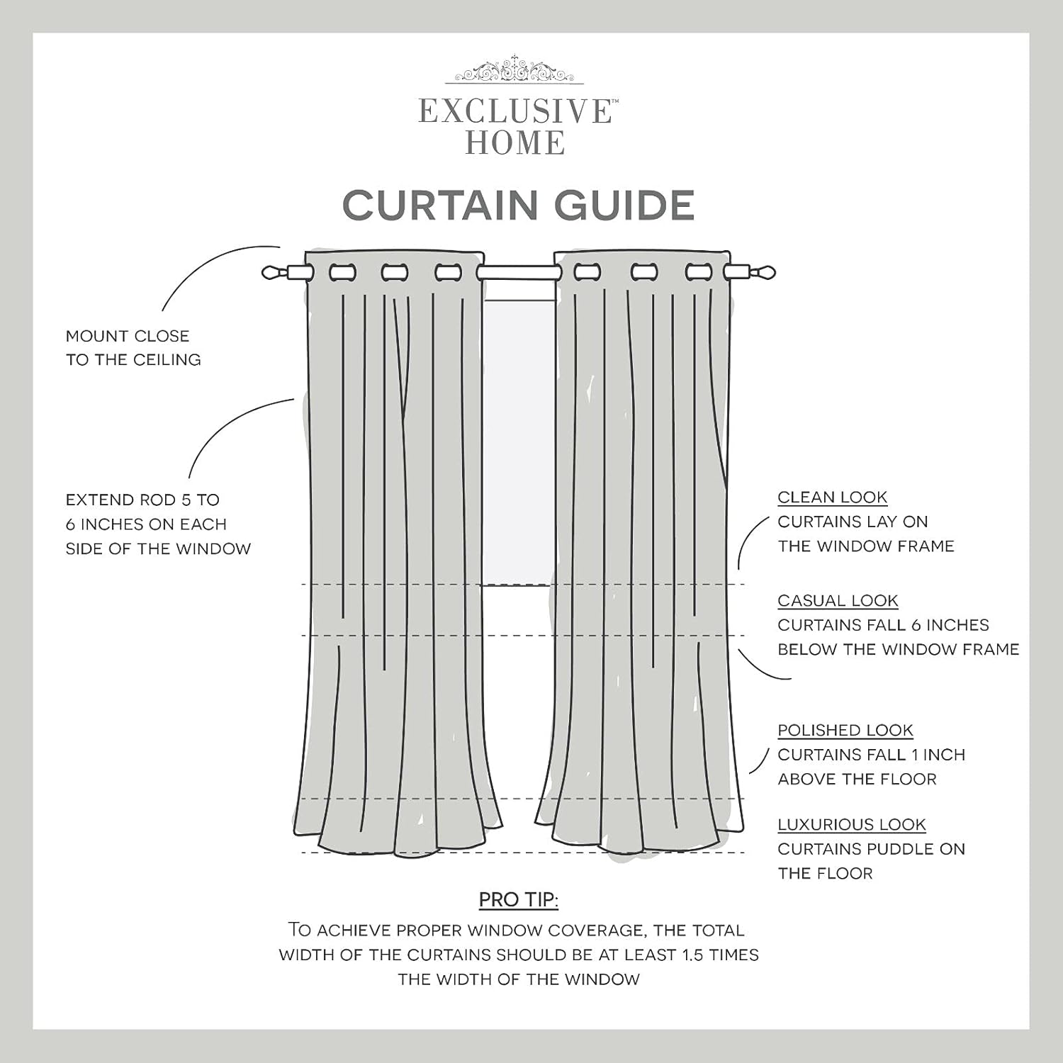 Exclusive Home Crescendo – Par de paneles de cortinas opacas con ojales en la parte superior, 52 x 96 pulgadas, índigo, juego de 2